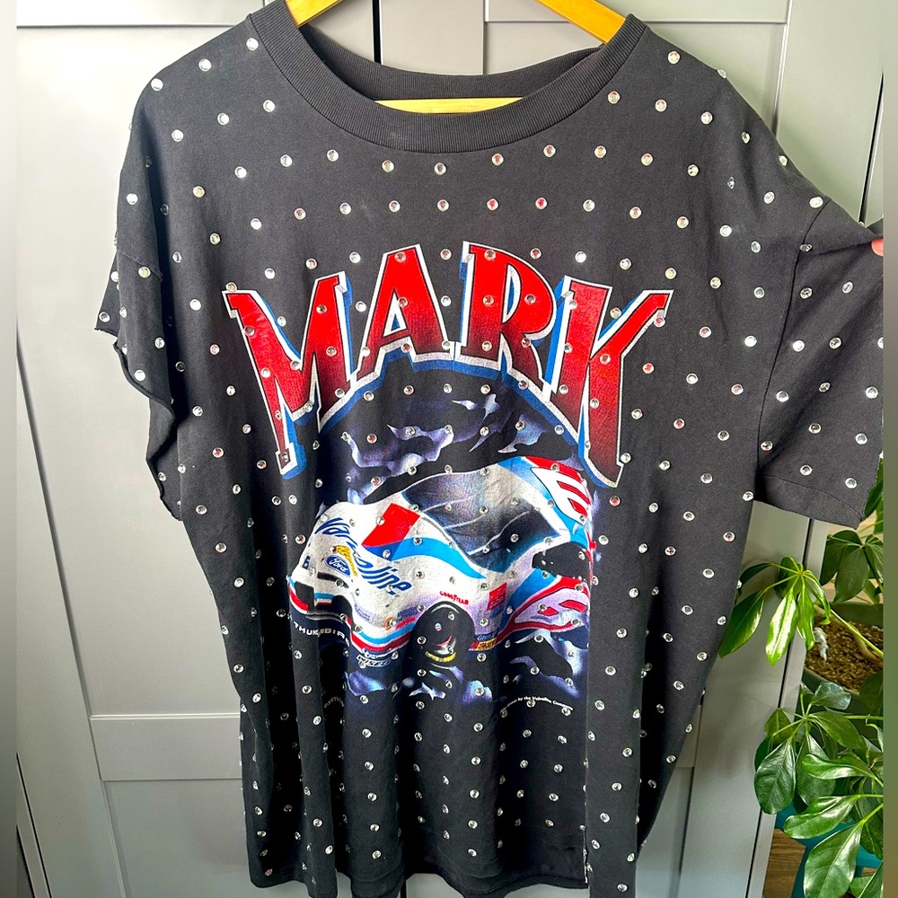 RARE vintage Furst of a Kind bedazzled race car tee